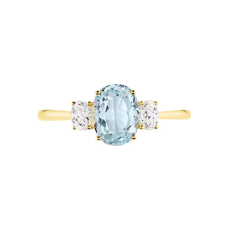 Bague Carroll Or Jaune Topaze Oxyde De Zirconium