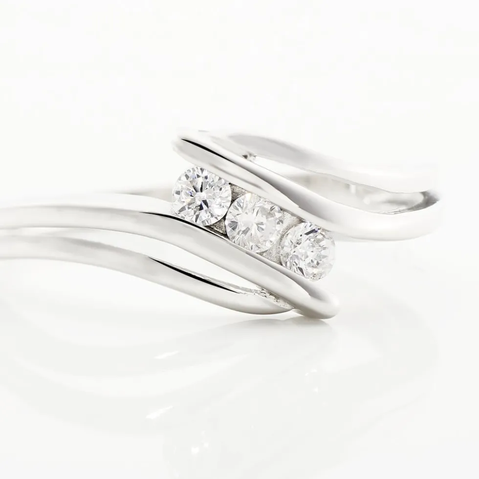Bague Cascade Argent Blanc Oxyde De Zirconium