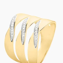 Bague Catharine 3 Rangs Or Jaune Diamant