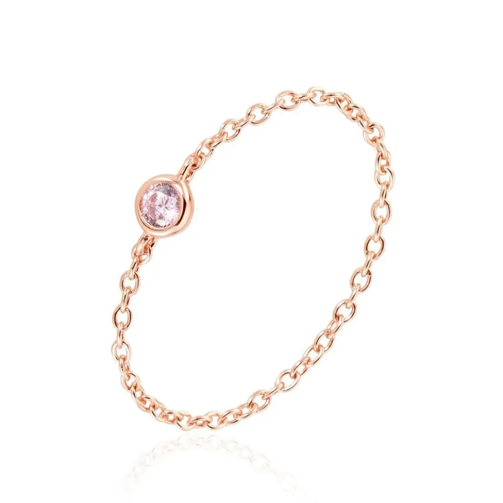 Bague Chaine Madalyn Argent Rose Oxyde De Zirconium