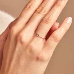 Bague Chaine Madalyn Argent Rose Oxyde De Zirconium