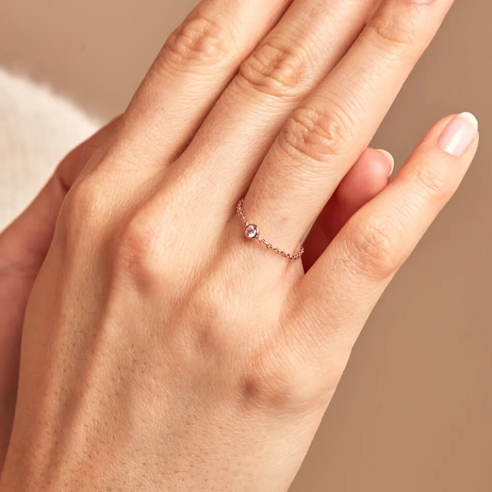 Bague Chaine Madalyn Argent Rose Oxyde De Zirconium