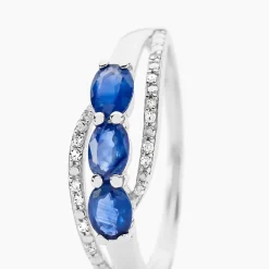 Bague Comete Or Blanc Saphir Et Diamant