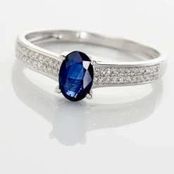Bague Crista Or Blanc Saphir Et Diamant