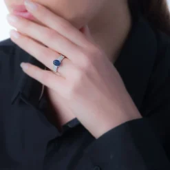 Bague Crista Or Blanc Saphir Et Diamant