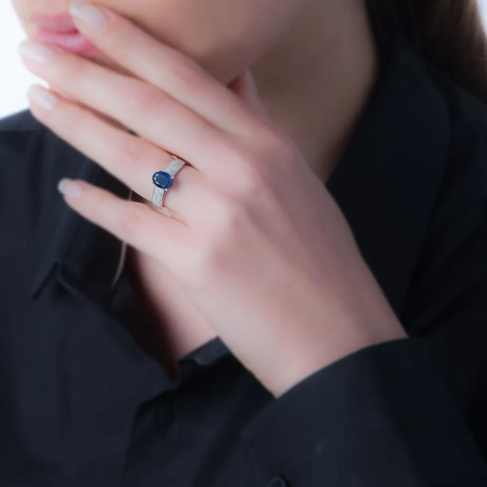 Bague Crista Or Blanc Saphir Et Diamant