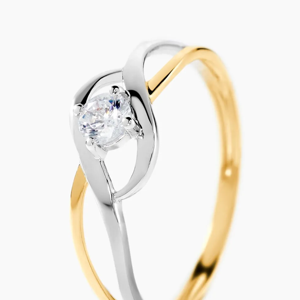 Bague Croise Or Bicolore Oxyde De Zirconium