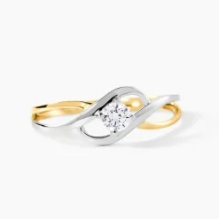 Bague Croise Or Bicolore Oxyde De Zirconium
