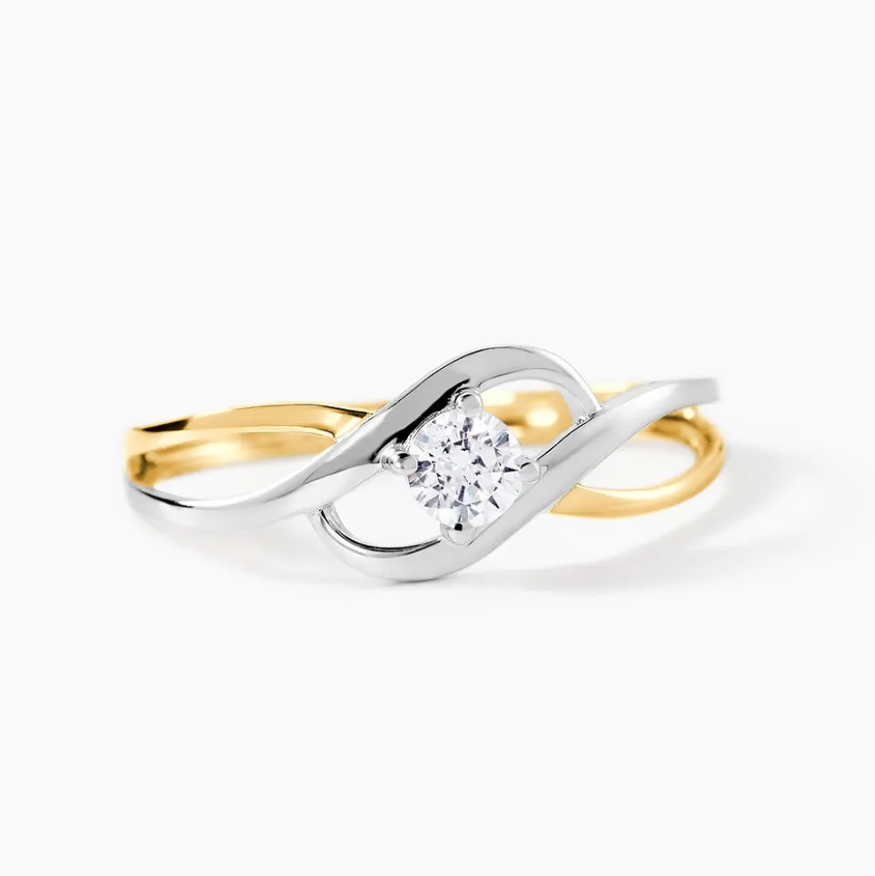 Bague Croise Or Bicolore Oxyde De Zirconium