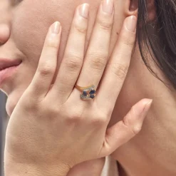 Bague Dahlia Or Jaune Saphir Diamant