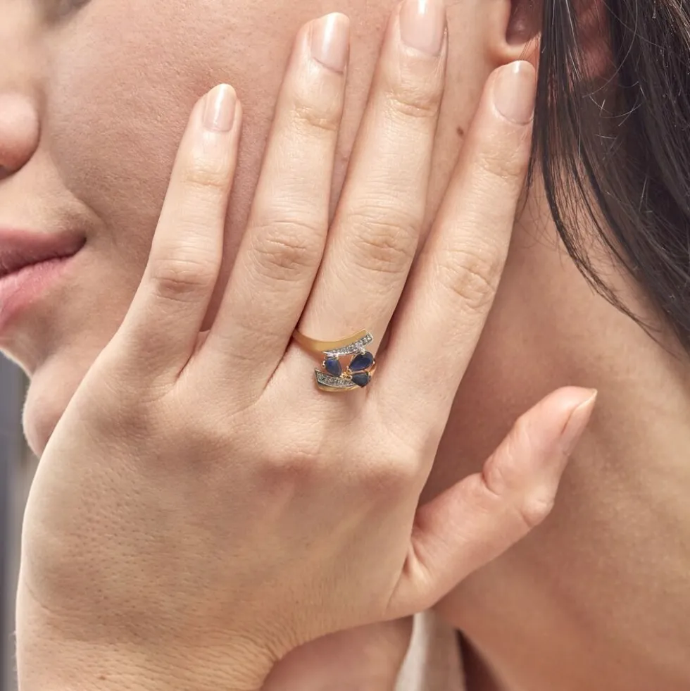 Bague Dahlia Or Jaune Saphir Diamant