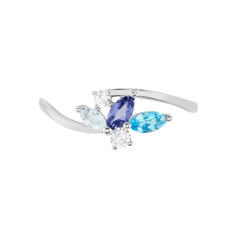 Bague Daurine Or Blanc Oxyde De Zirconium Iolite