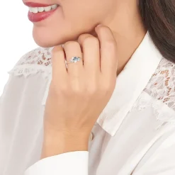 Bague Daurine Or Blanc Oxyde De Zirconium Iolite