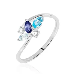 Bague Daurine Or Blanc Oxyde De Zirconium Iolite