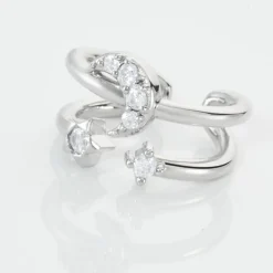 Bague D'hélix Unitaire Aphra Argent Blanc Oxyde De Zirconium