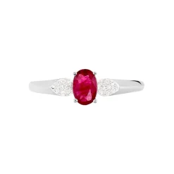 Bague Edgina Or Blanc Rubis Et Diamant