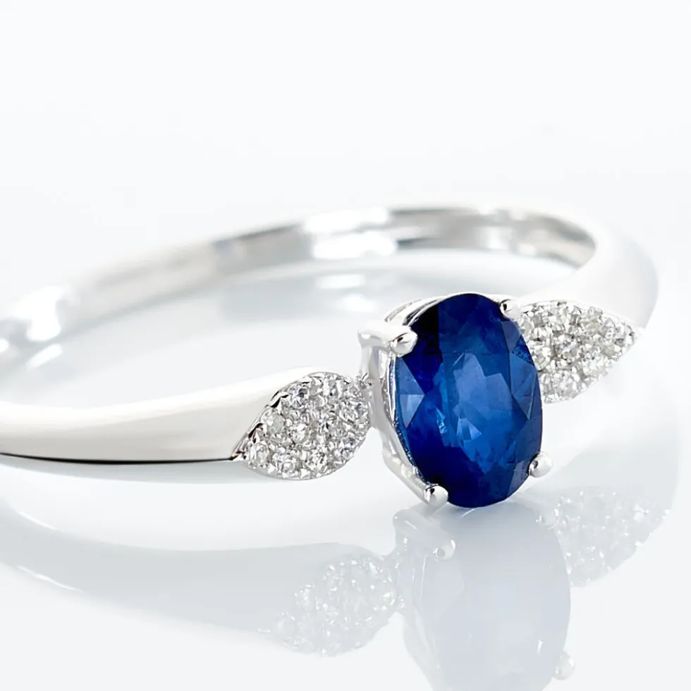 Bague Edgina Or Blanc Saphir Et Diamant
