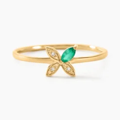 Bague Flower Power Or Jaune Emeraude Diamant