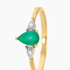 Bague Glykeria Or Jaune Emeraude Diamant