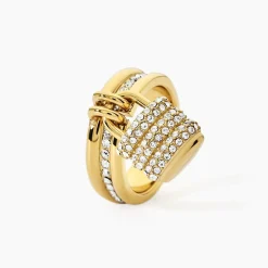 Bague Guess My Secret Acier Doré Oxyde De Zirconium