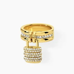 Bague Guess My Secret Acier Doré Oxyde De Zirconium