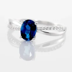 Bague Hama Or Blanc Topaze Et Oxyde De Zirconium