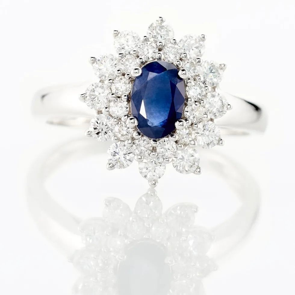 Bague Ivan Or Blanc Saphir Et Diamant