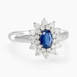 Bague Ivan Or Blanc Saphir Et Diamant