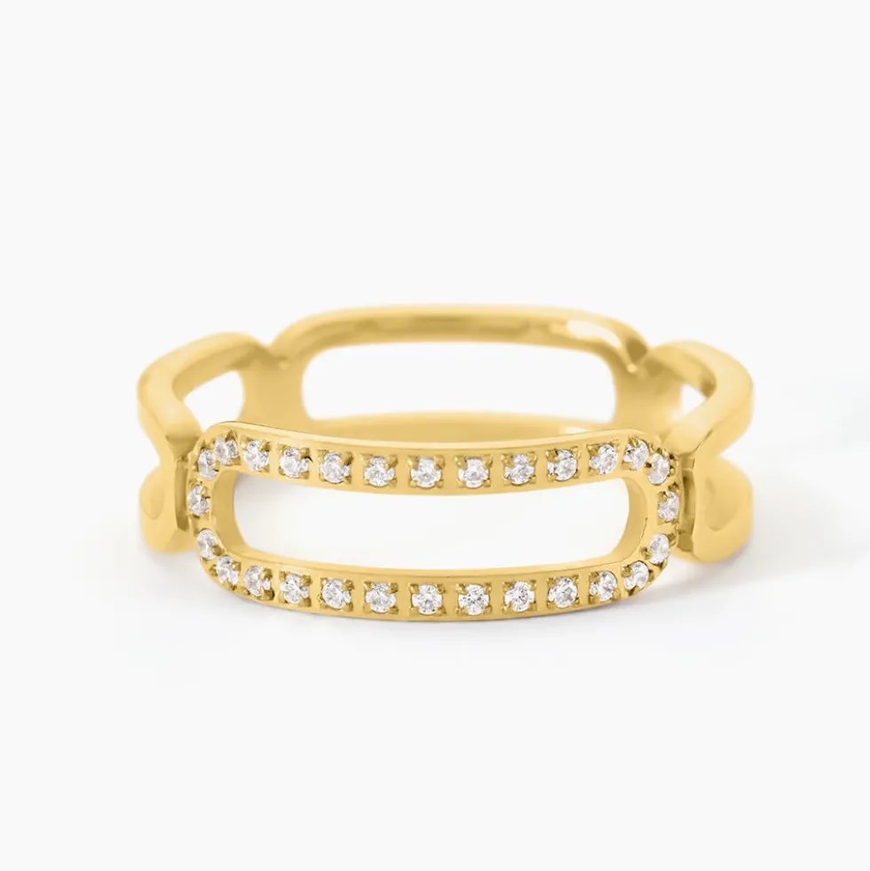 Bague Jannig Acier Jaune Oxyde De Zirconium