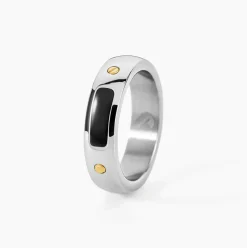 Bague Jourdan Louka Acier Argenté Onyx