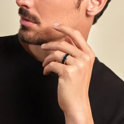 Bague Jourdan Oahu Acier Blanc Et Noir