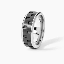 Bague Jourdan Oahu Acier Blanc Et Noir