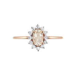 Bague Jozsua Or Rose Morganite Peche Oxyde De Zirconium