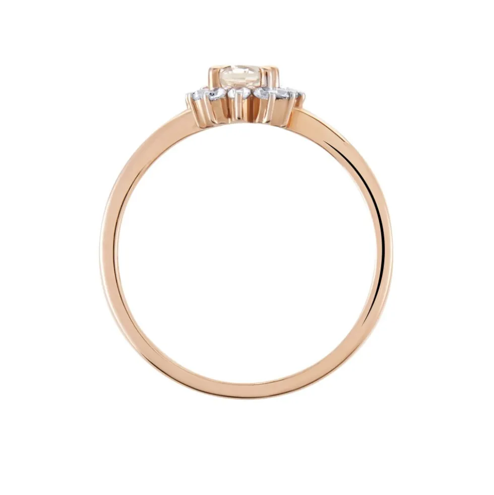 Bague Jozsua Or Rose Morganite Peche Oxyde De Zirconium