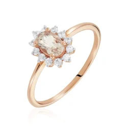 Bague Jozsua Or Rose Morganite Peche Oxyde De Zirconium