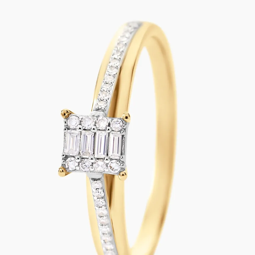Bague Kate Rectangle Or Jaune Diamant