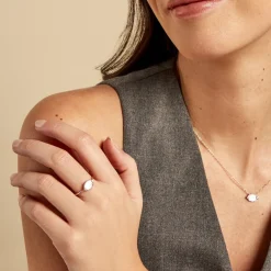 Bague La Muse Argent Rose Nacre Oxyde De Zirconium
