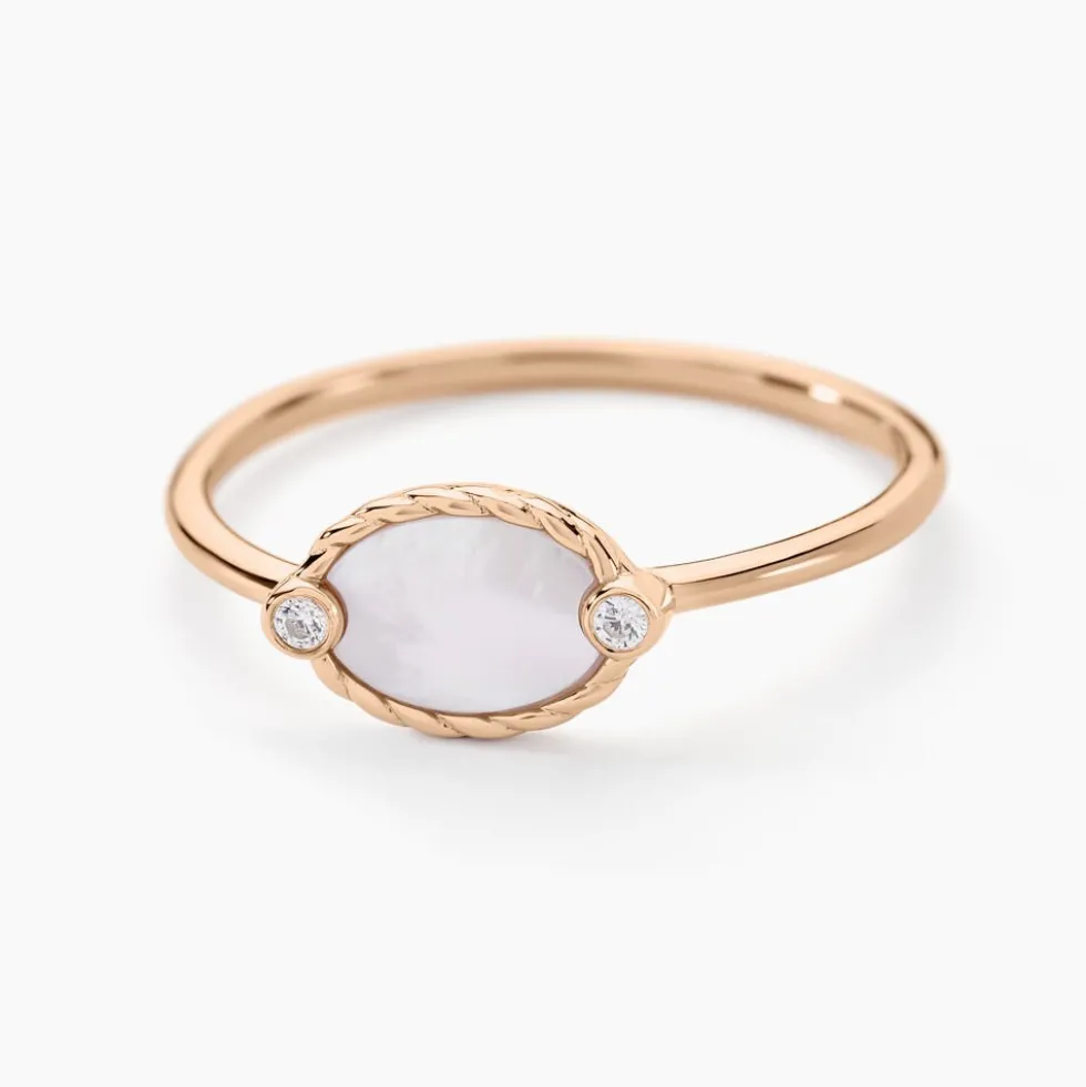 Bague La Muse Argent Rose Nacre Oxyde De Zirconium