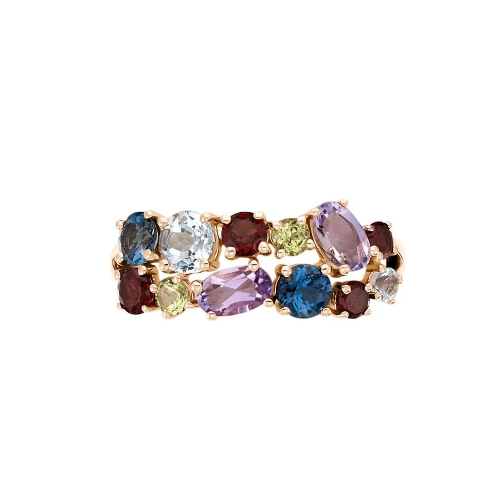 Bague Leonice Or Rose Topaze Amethyste
