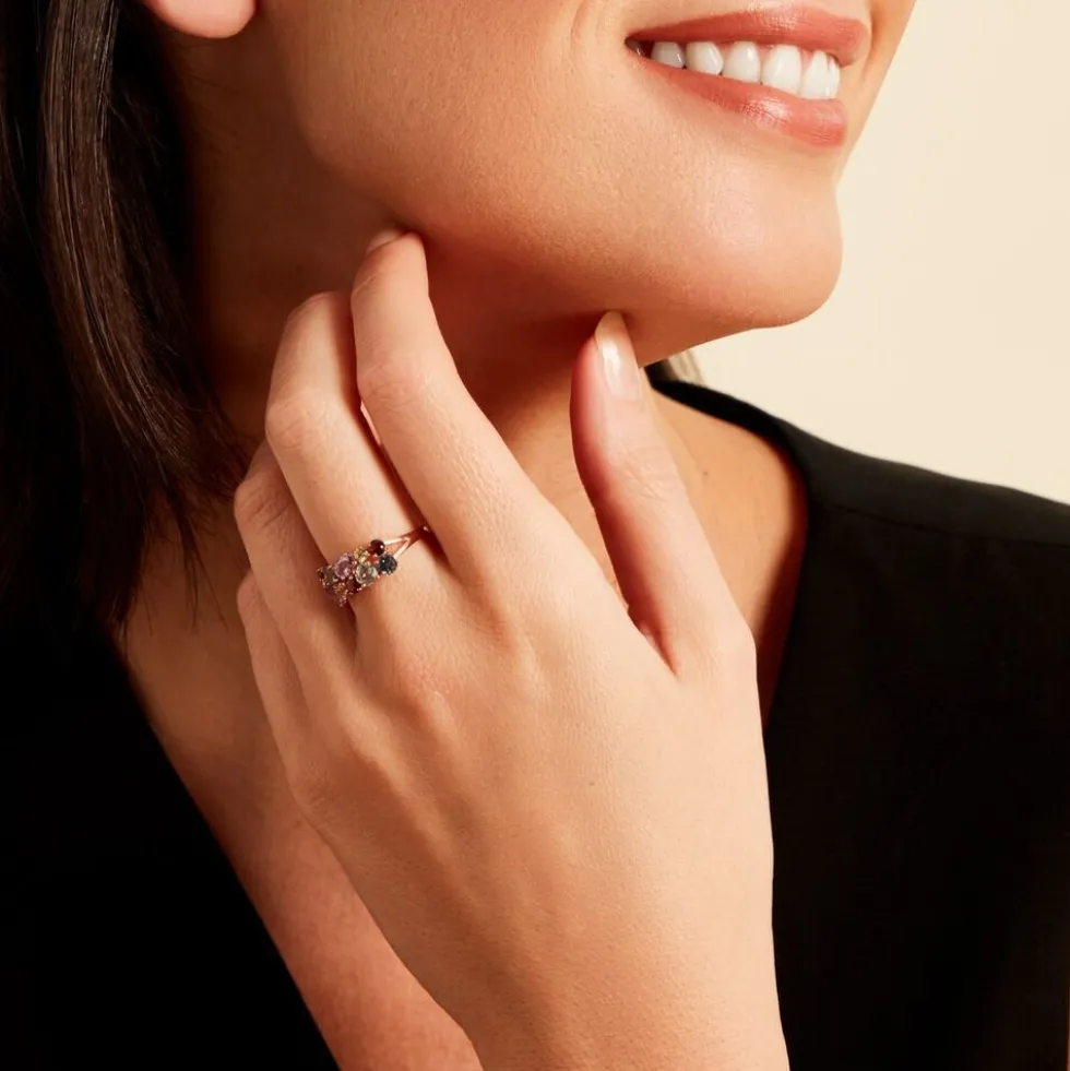 Bague Leonice Or Rose Topaze Amethyste