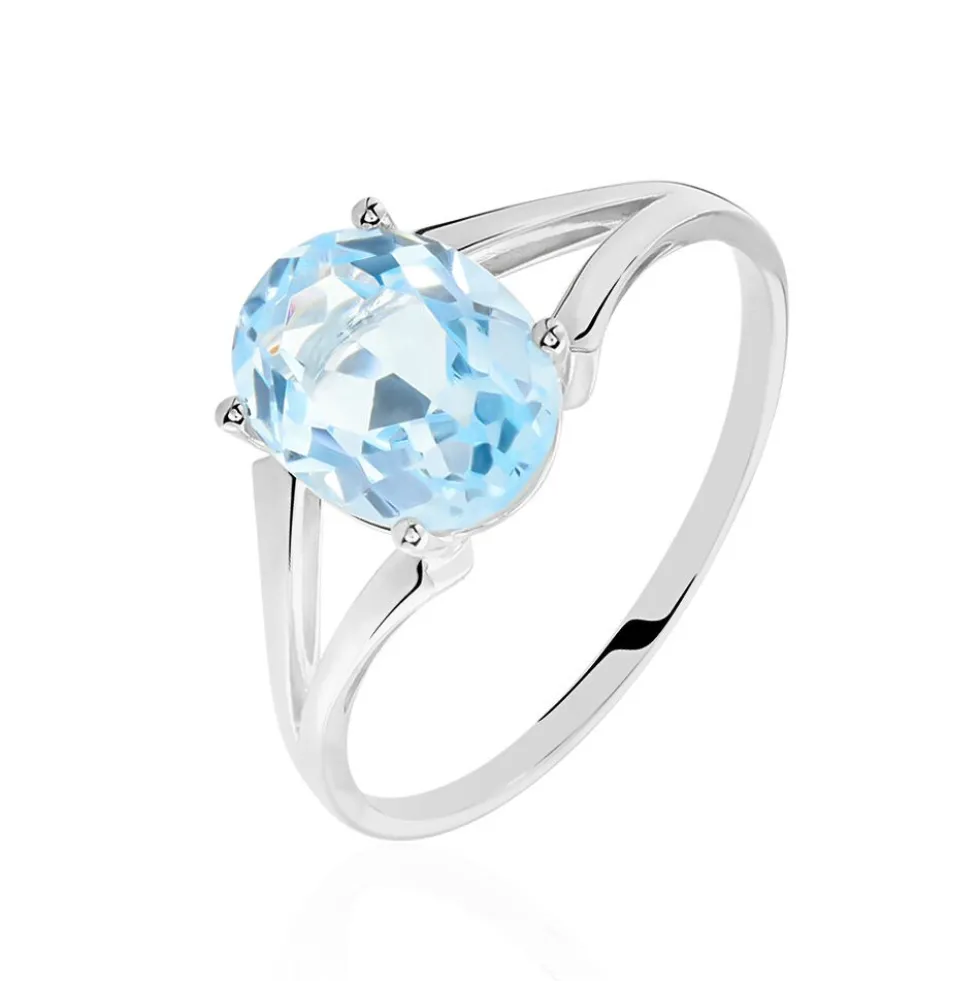 Bague Lis Or Blanc Topaze