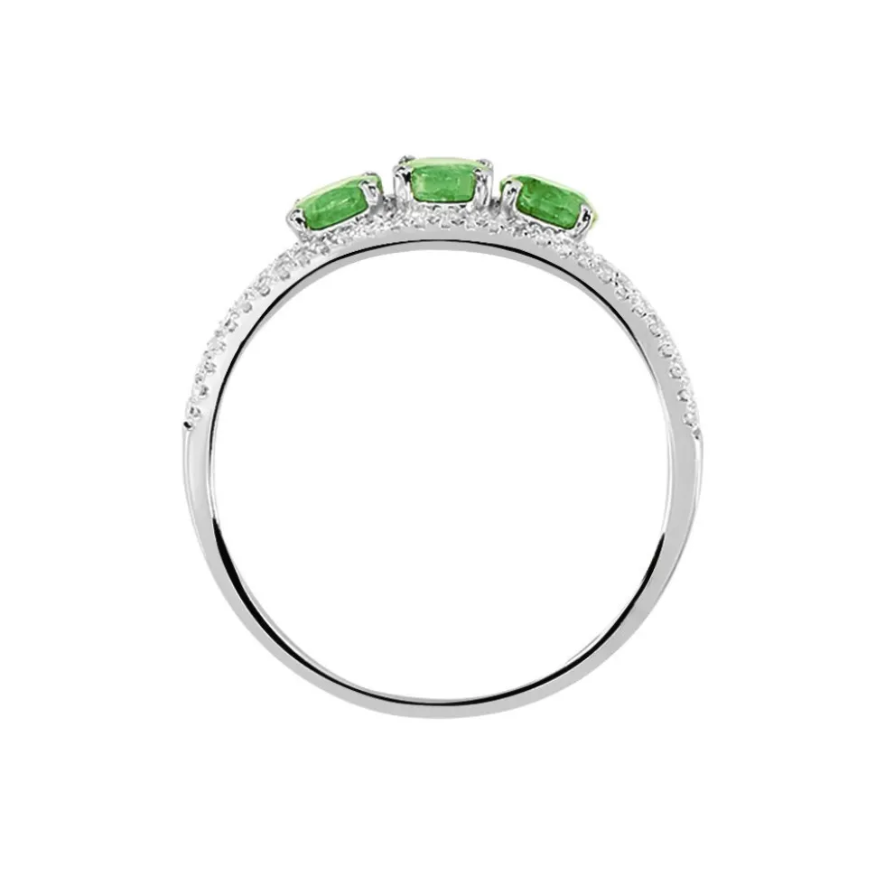 Bague Madeline Or Blanc Emeraude Diamant