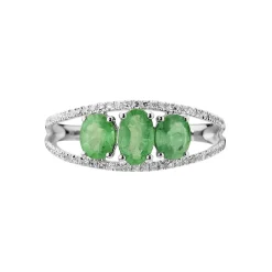 Bague Madeline Or Blanc Emeraude Diamant
