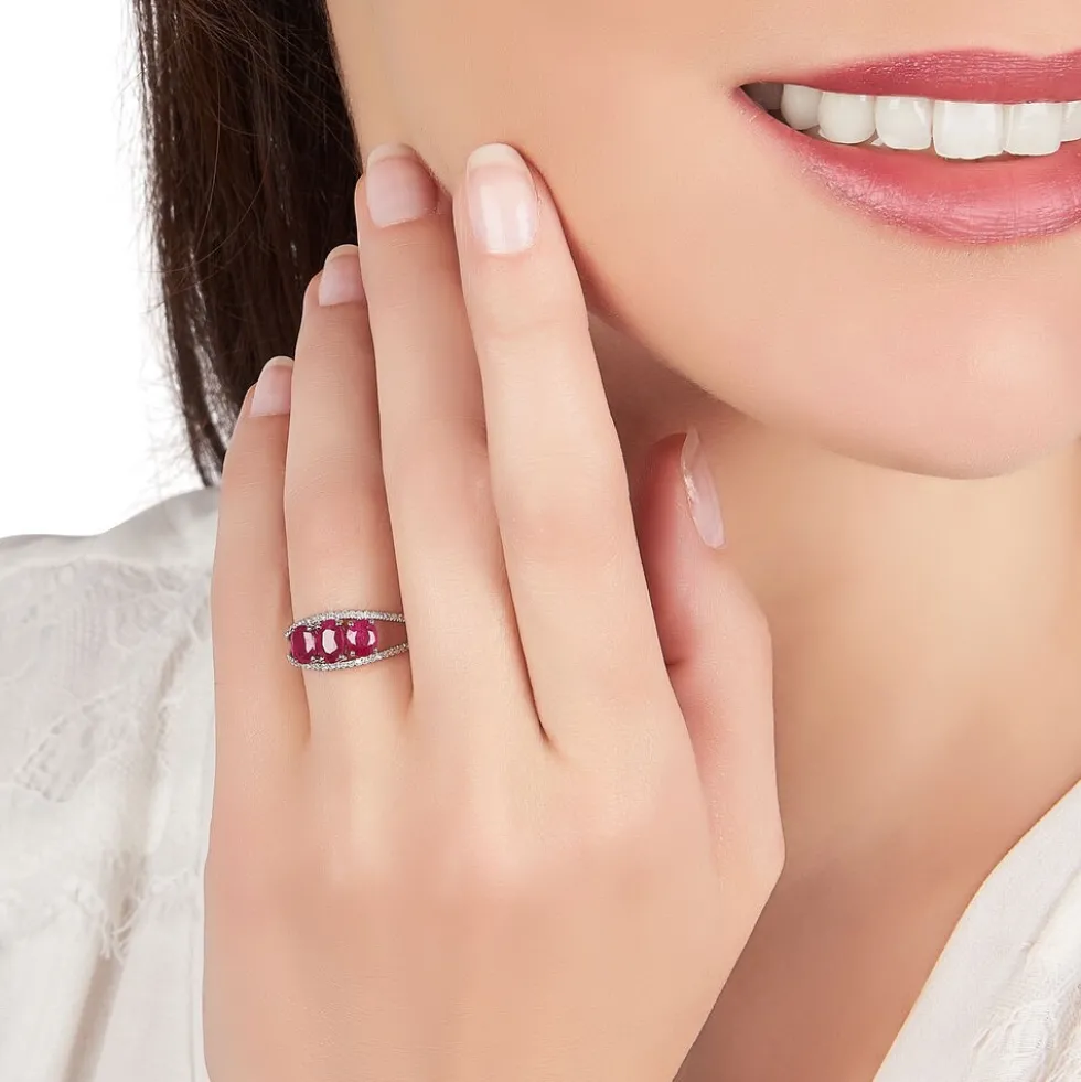 Bague Madeline Or Blanc Rubis Diamant