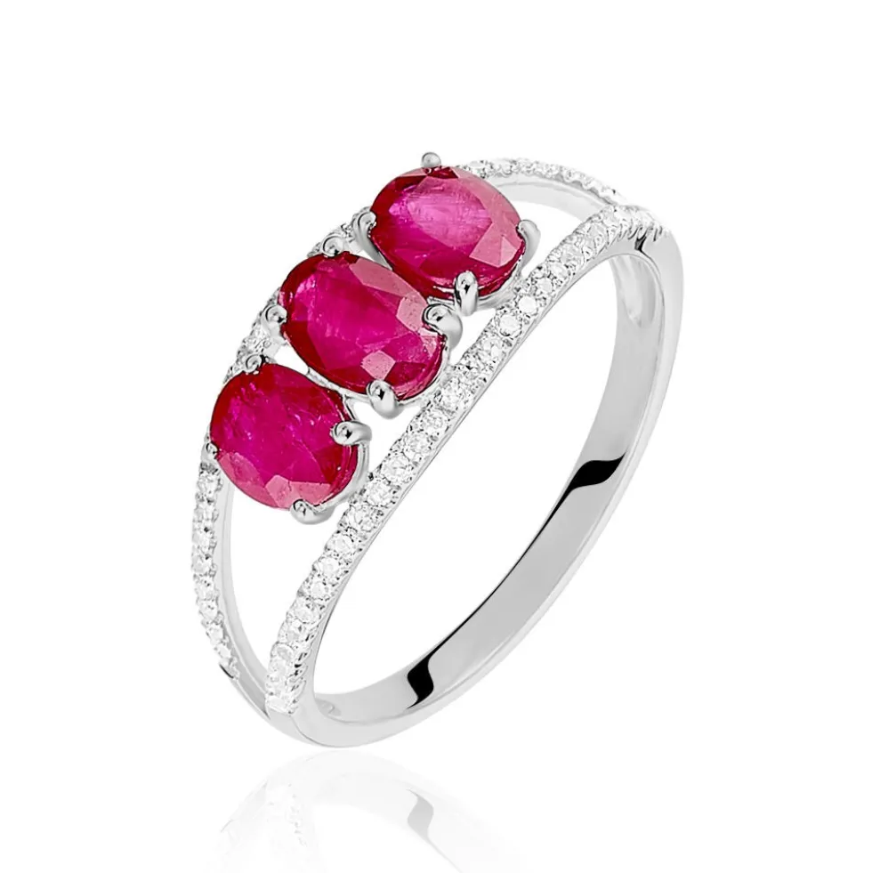 Bague Madeline Or Blanc Rubis Diamant