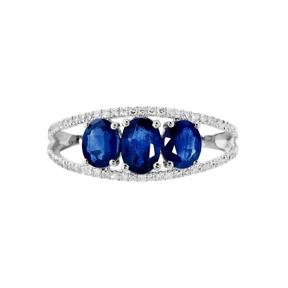 Bague Madeline Or Blanc Saphir Diamant