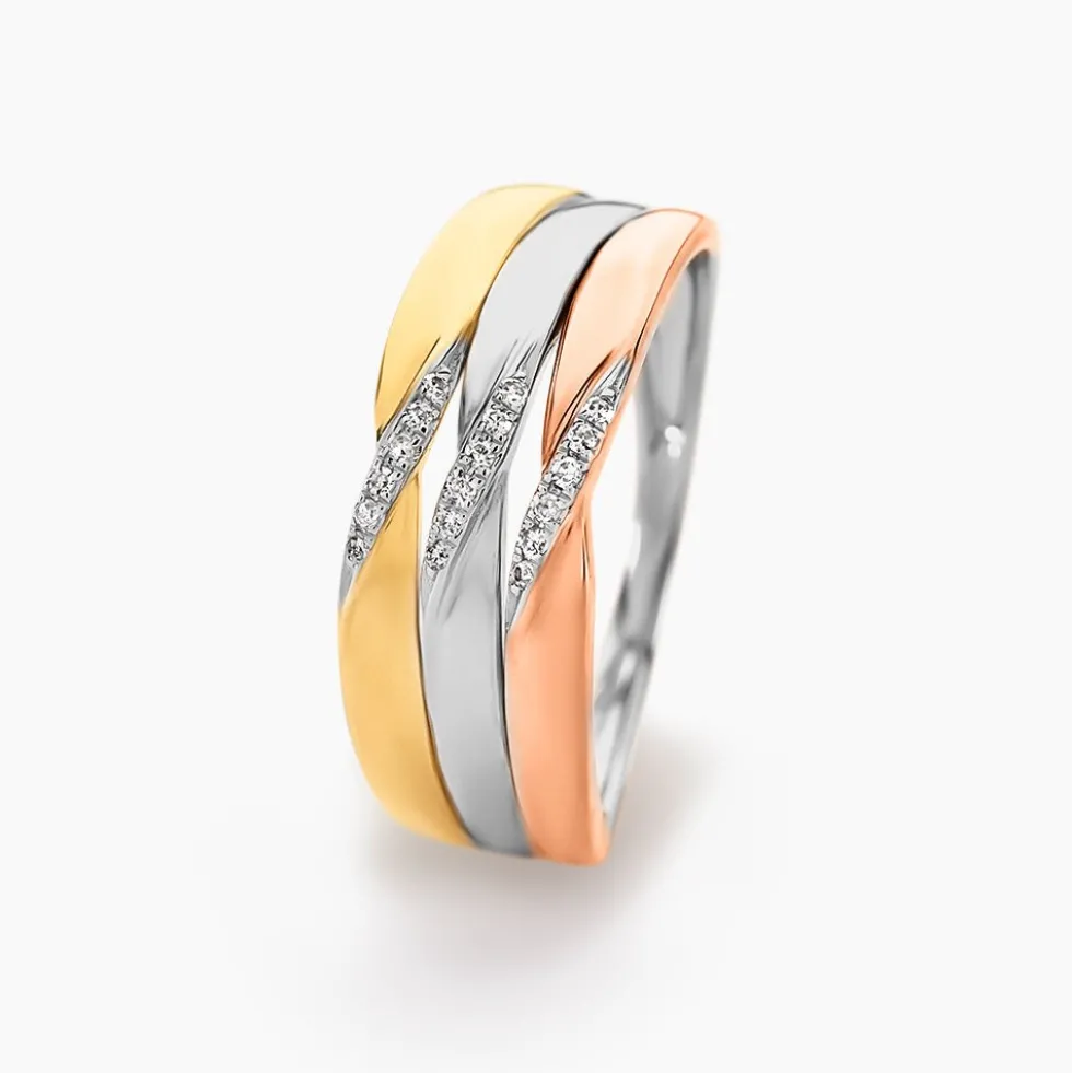 Bague Nesibe Or Tricolore Diamant