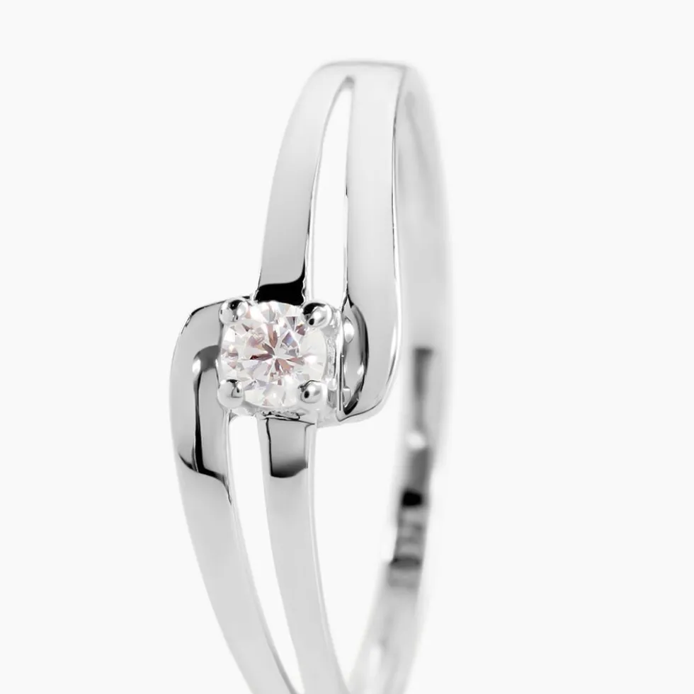 Bague Nesryne Or Blanc Oxyde De Zirconium
