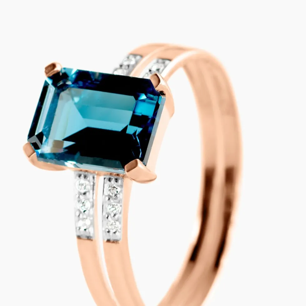 Bague Noee Or Rose Topaze Et Oxyde De Zirconium
