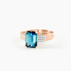 Bague Noee Or Rose Topaze Et Oxyde De Zirconium